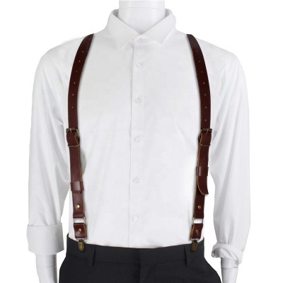 Changrong Custom Adjustable Mens Vintage Leather Suspenders